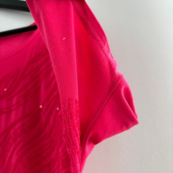 Bleeker & McDougal Pink Sequin Embellished Top Off the Shoulder Flowy Size S - Picture 5 of 8